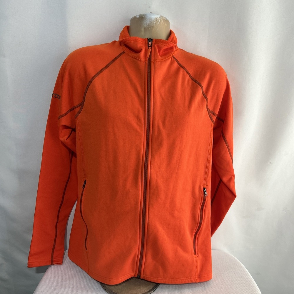 Marmot Jacket Mens Large Orange Stretch Fleece Full Zip Outdoor